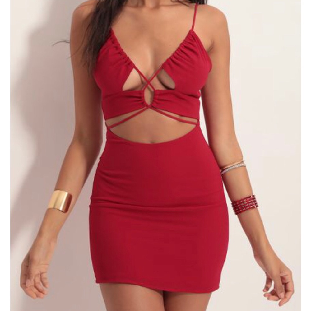 Red Spaghetti Dress from Lucy in the Sky, LA - Picture 1 of 5